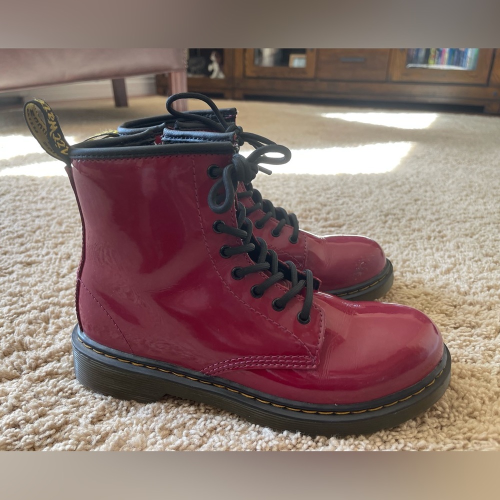 Dr. Martens Red Patent Boot Kids 4